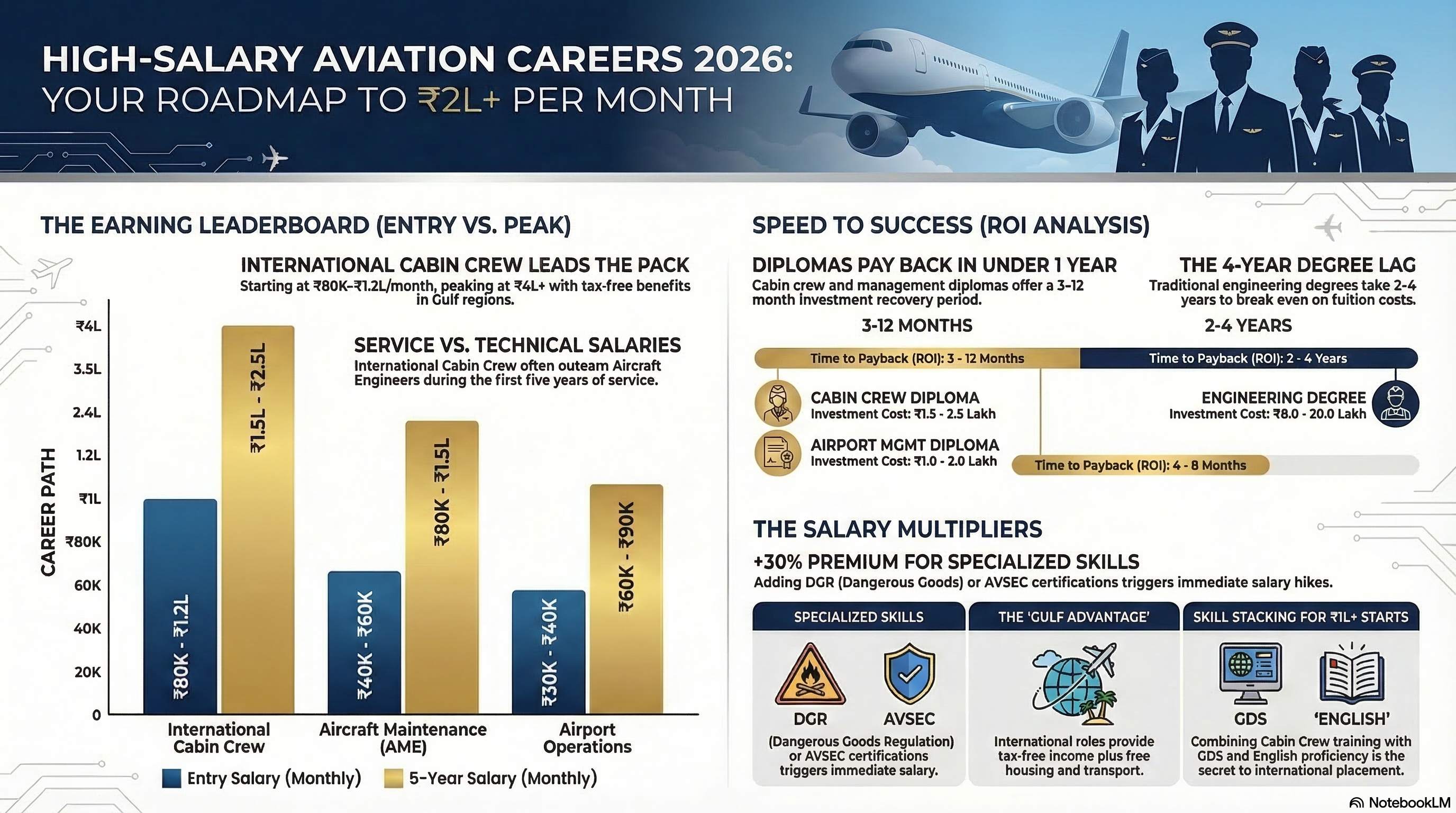 Best Aviation Courses for High Salary 2026: Top 10 Programs That Pay ₹50K-₹2L/Month - Wings Institute Cabin Crew guide